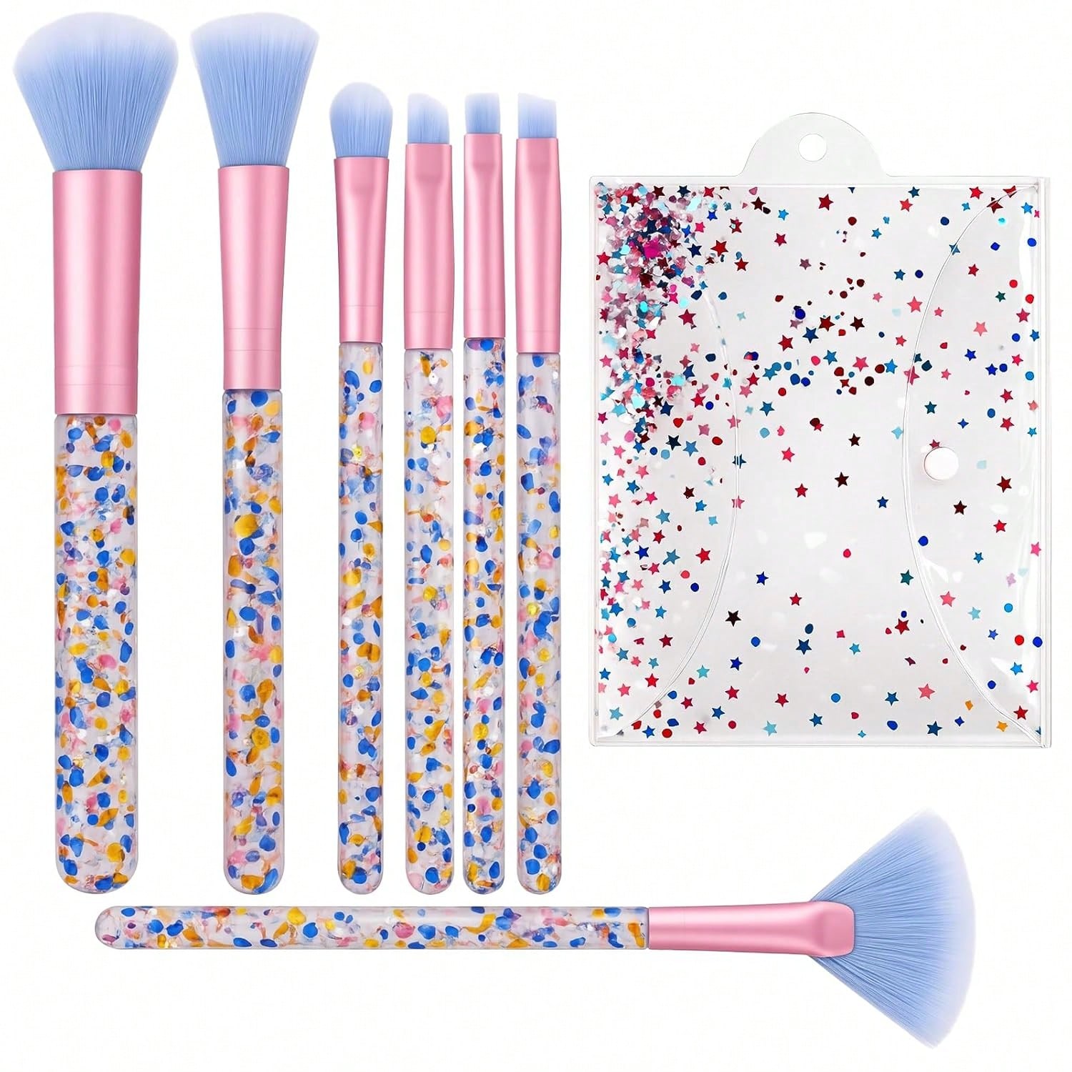 Beauty Makeup Kit For Girls - 7 PCS Crystal Sparkles Makeup Brushes