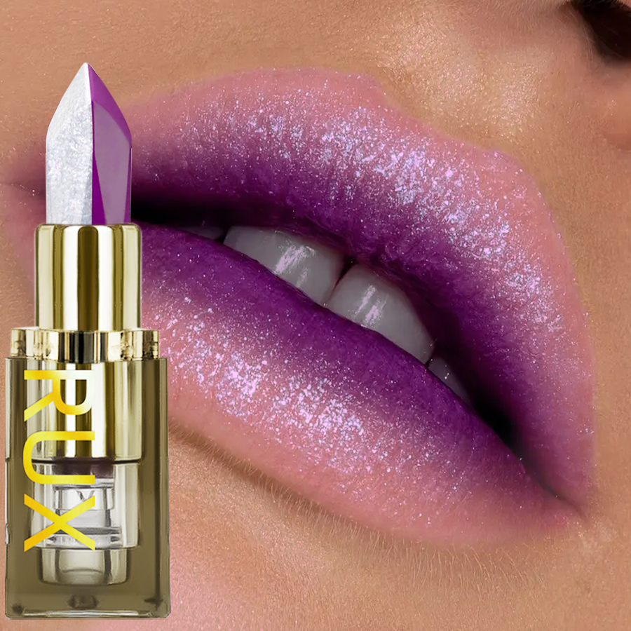Beauty Rose Makeup - 1PC Purple Glitter Two-tone Lipstick Red