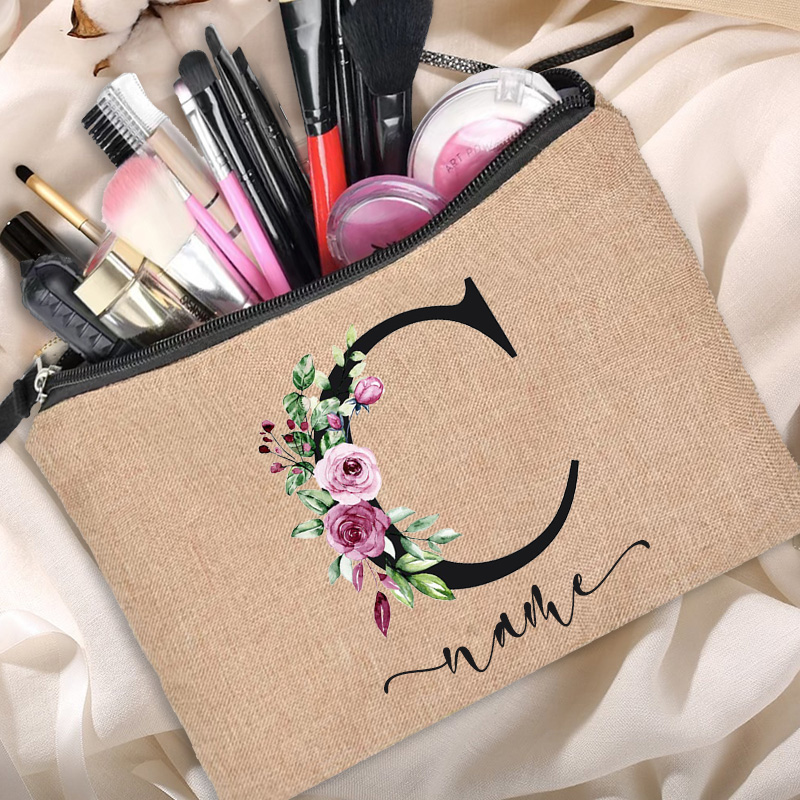 Linen Makeup Bag Customized Pe - Beauty Makeup Names avis et prix