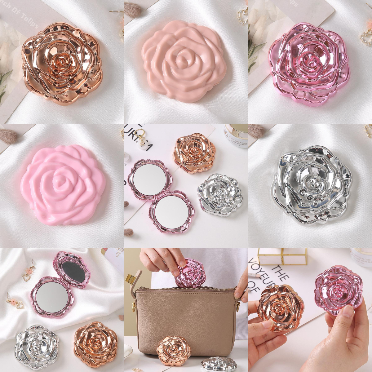Portable Mini Mirror Retro Ros - Beauty Rose Makeup avis et prix