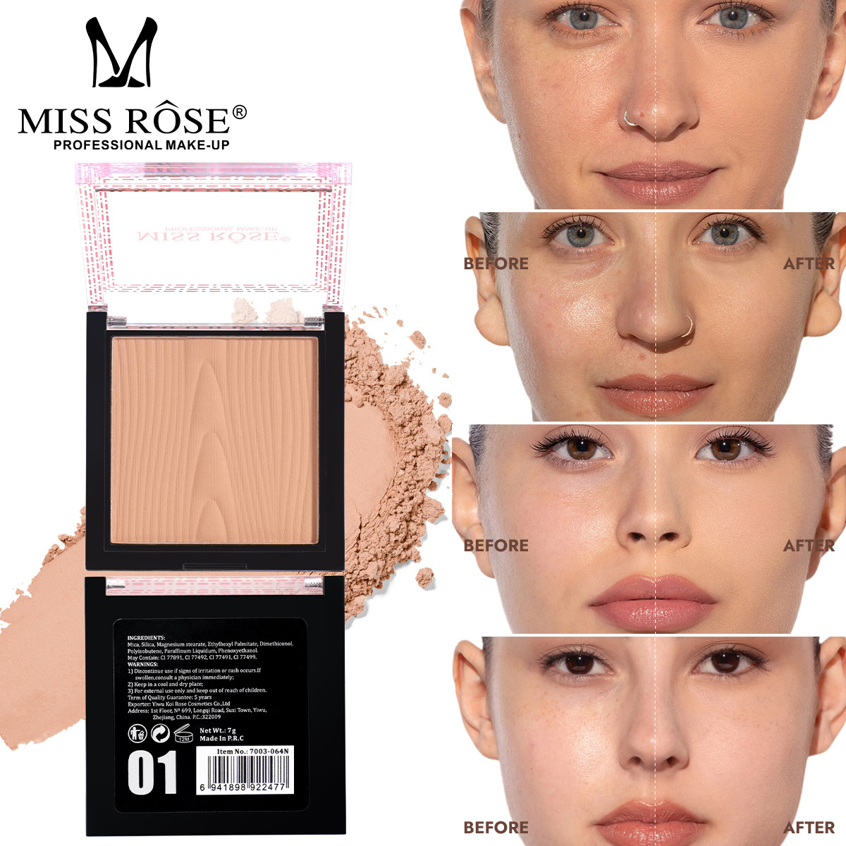 MISS ROSE Square Setting Powde - Beauty Rose Makeup avis et prix